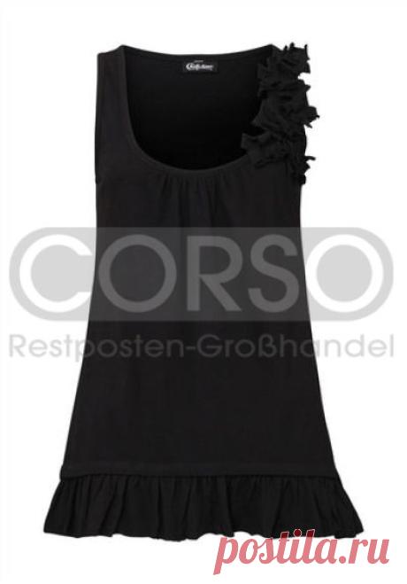 CHILLYTIME Top mit Blüten Farbe real black -  Restposten Sonderposten Großhandel CORSO