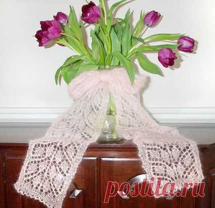 Ажурный мохеровый шарф с листьями. Схема шарфа из мохера спицами | Домоводство для всей семьи