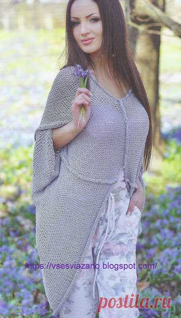 Серый свитер-шаль: стильная простота!