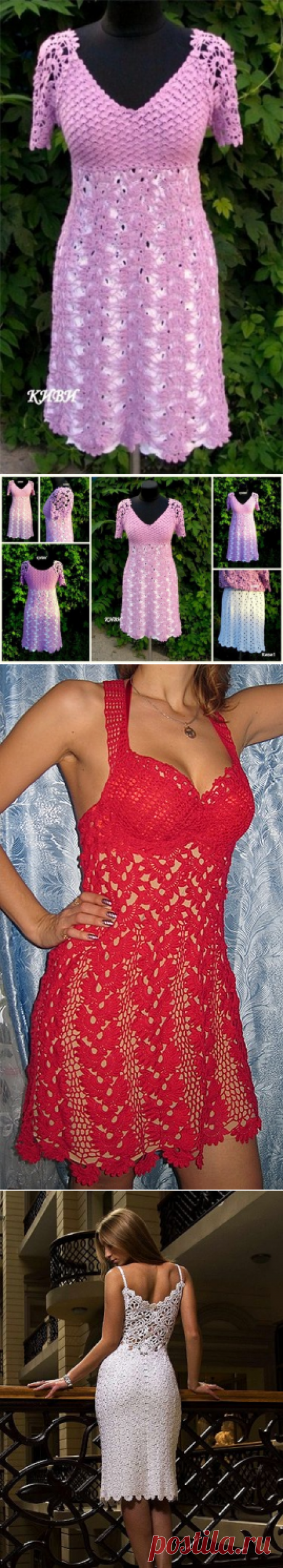 красивые платья крючком c осинки