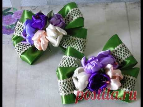 Банты канзаши "Цветочная корзинка", мастер-класс