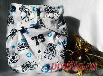 Многоразовые подгузники ― Многоразовый подгузник Бамбуковый + вкладка бамбук Робот