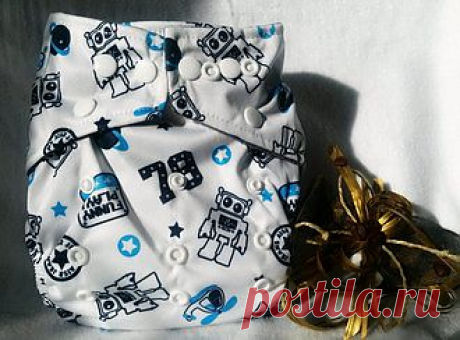 Многоразовые подгузники ― Многоразовый подгузник Бамбуковый + вкладка бамбук Робот