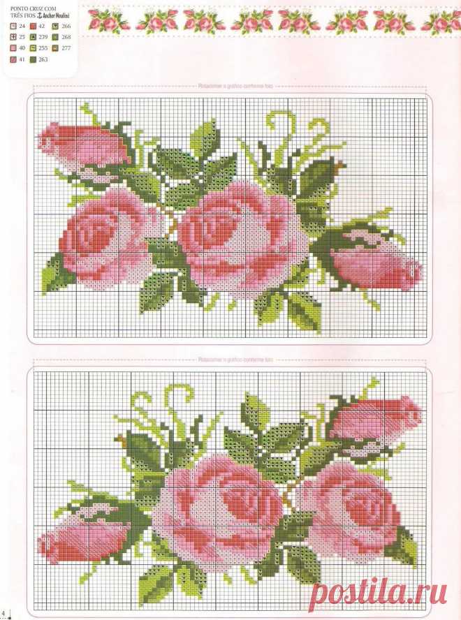 Izšūšana Soli pa solim: Cross stitch - Ziedi