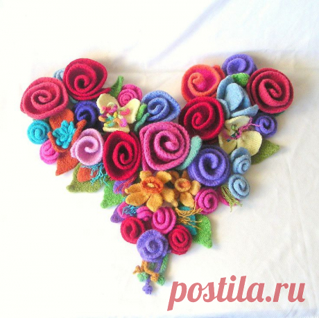 Love Felted Flowers Knitting Pattern tutorial pdf, Knit Flower Patter…