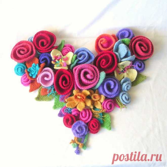 Love Felted Flowers Knitting Pattern tutorial pdf, Knit Flower Patter…