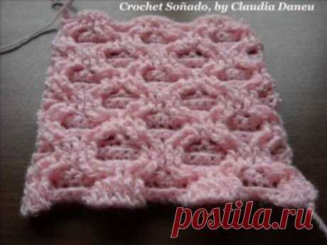 INTERMINGLED KNITWISE/PURLWISE TREBLE CROCHET (I) // VARETAS CRUZADAS REALCE DERECHO Y REVÉS (I) - YouTube