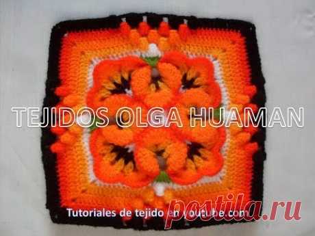 muestra para colcha tejido a crochet  pensamiento pequeño, video 2