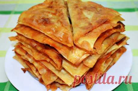 Ленивые чебуреки с лавашем и мясным фаршем