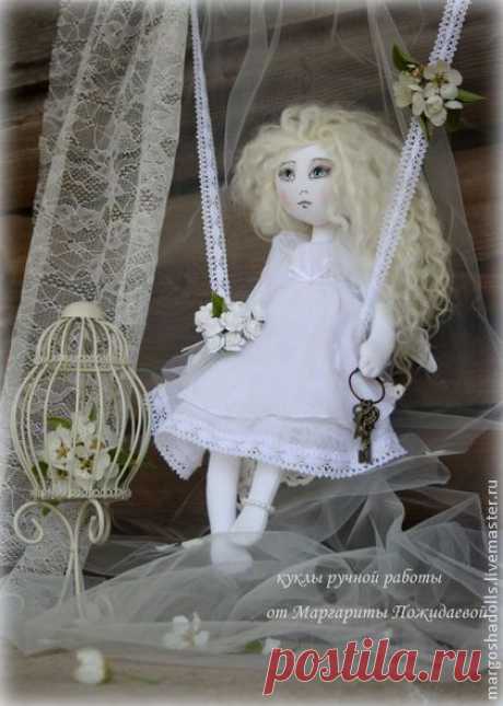 Интерьерная кукла&quot;Ангел заветных желаний.&quot; - белый,молочный,сливочный