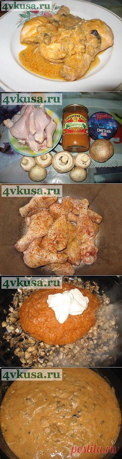 Курица в кабачковой икре с грибами. Фоторецепт. | 4vkusa.ru