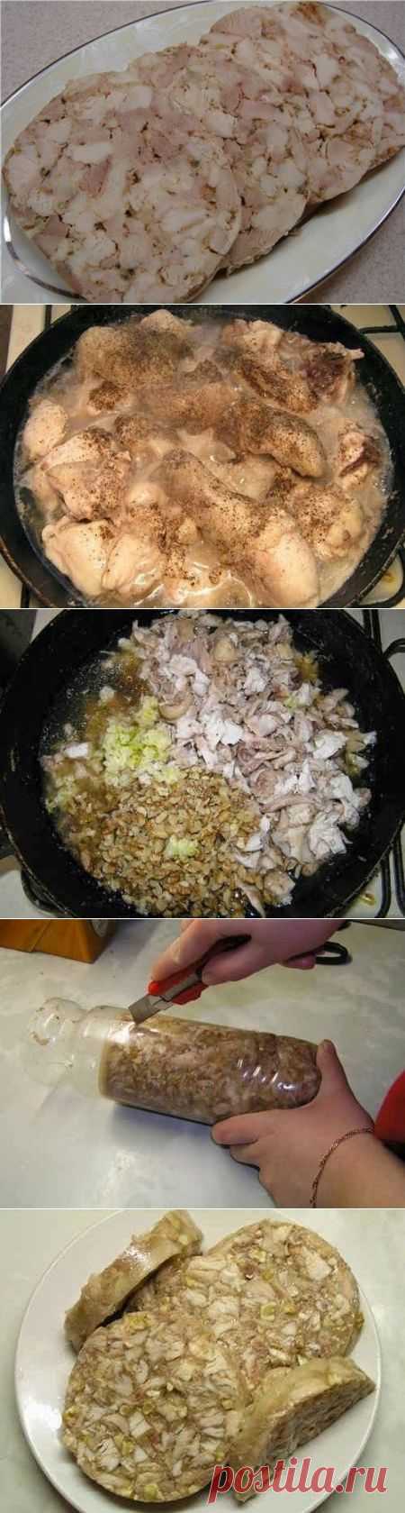 Куриный рулет в бутылке