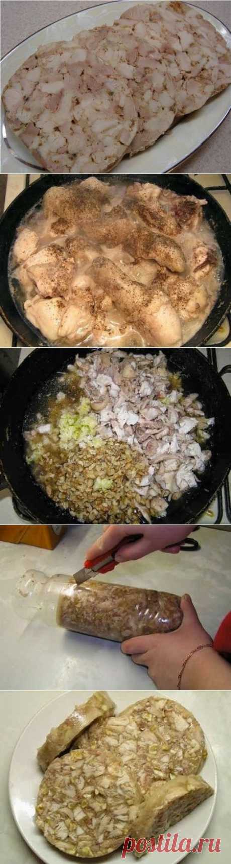 Куриный рулет в бутылке