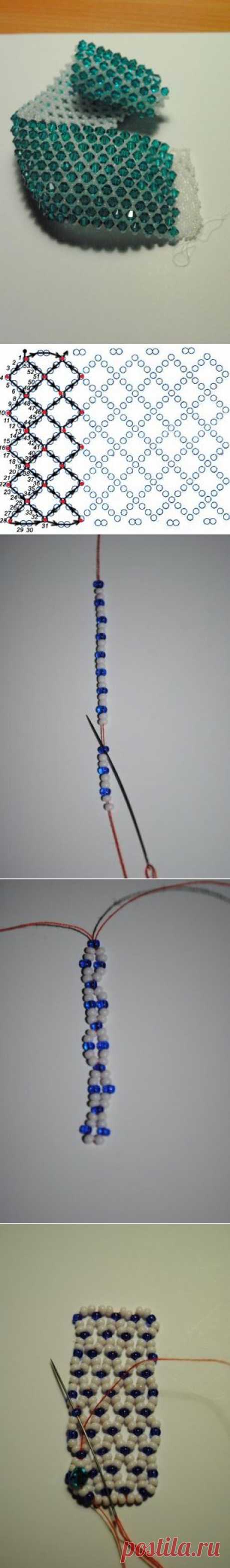 Плетение широкого браслета / Бисер / Украшения из бисера: схемы, мастер классы