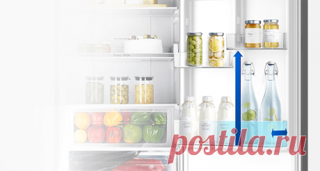 М.Видео - Вместительность и удобство
Благодаря умному распределению внутреннего пространства в холодильнике найдётся место для большого объёма продуктов. Дверной карман рассчитан на хранение нескольких больших упаковок молока или соков и вмещает два ряда банок или бутылок с напитками, что экономит место на полках.