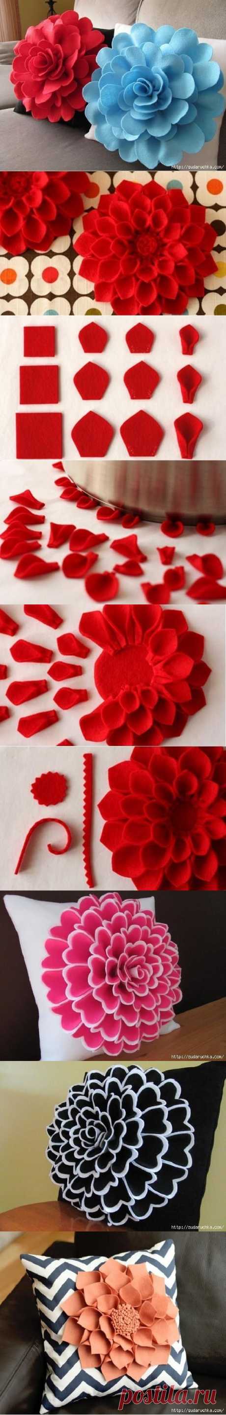 DIY Decorative Felt Flower Pillow DIY Projects | UsefulDIY.com