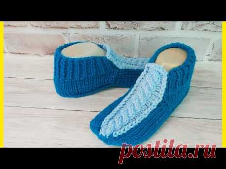 Самые Простые Тапочки на двух спицах Без Единого Шва!!! Вяжутся на одном дыхании 😉💐