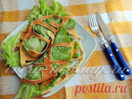 Кружевные блинчики с овощной начинкой: рецепт с фото