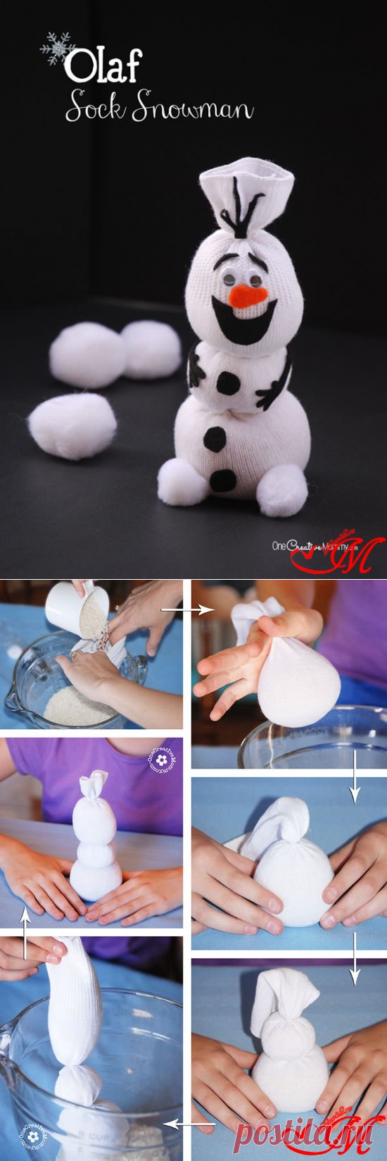 Милый снеговик Олаф из носка. | Мамины ручки