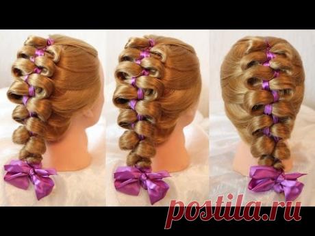Коса - "Гармошка" с лентой - Hairstyles by REM