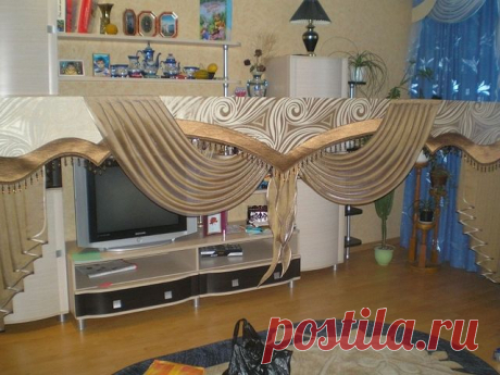 Мастер-класс. Жёсткий ламбрекен из двух тканей с ( обтачкой)