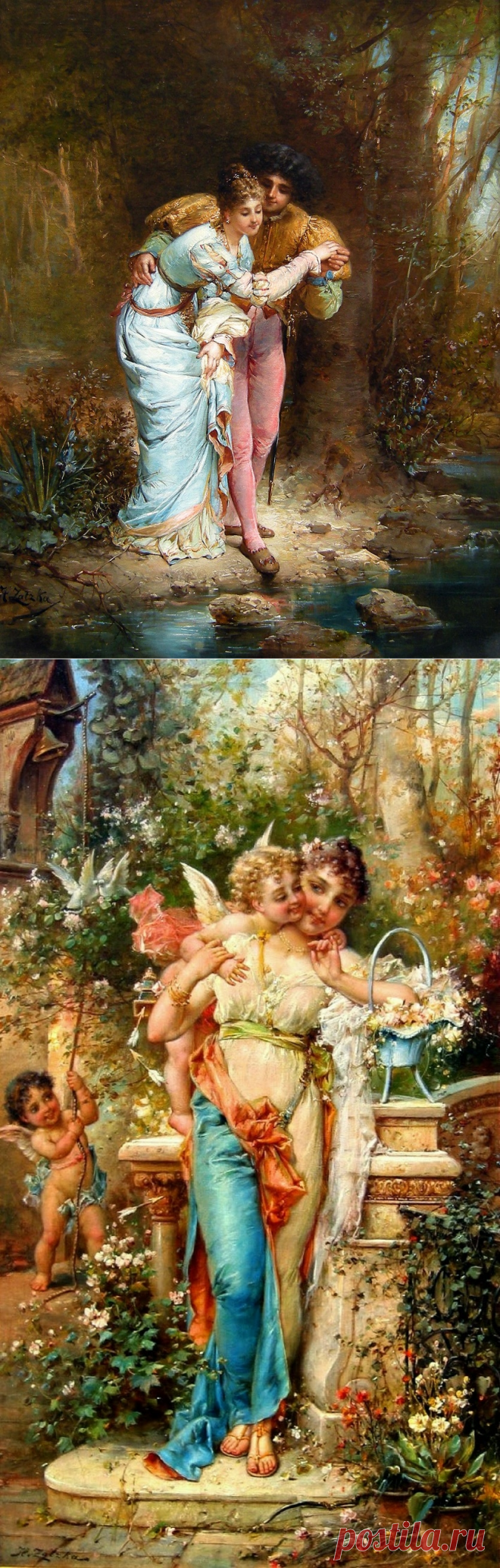 В коллекцию... Hans Zatzka * (Austria, Wien 1859–1945)... Вдруг прилетел Амур крылатый И руку взявши, как вожатый, Меня повлек вослед тебя.