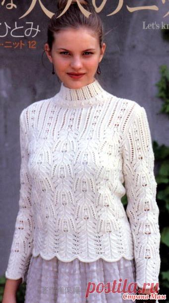 Нарядный джемпер с воротничком стойка. Спицы. - ВЯЗАНАЯ МОДА+ ДЛЯ НЕМОДЕЛЬНЫХ ДАМ - Страна Мам