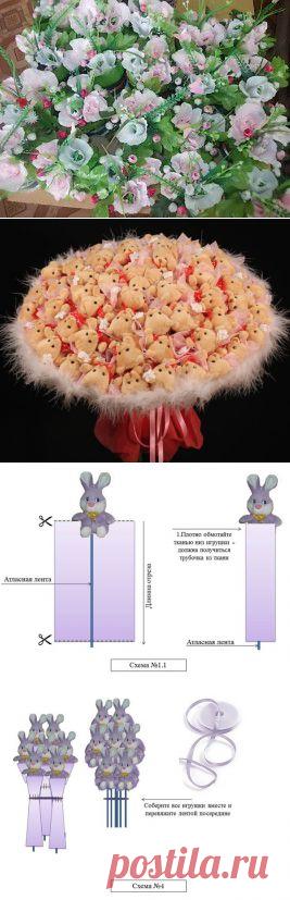 Процесс изготовления букета из мягких игрушек | Конфетный рай