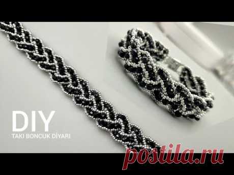 Kum boncuktan örgü bileklik yapımı/Knitting Bracelet Elegant beaded bracelet/Jewelry making tutorial
