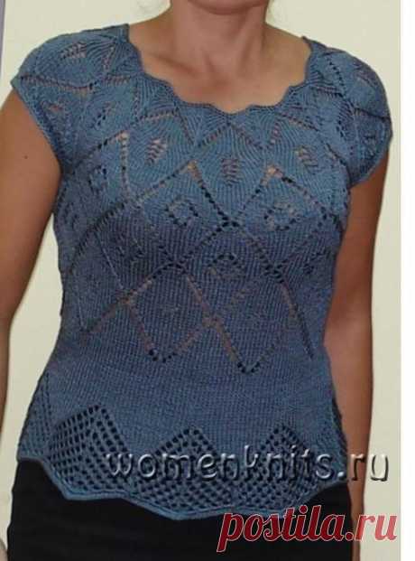 Кофточка спицами с ажурной кокеткой
Описание: https://womanknits.ru/vyazanie-dlya-zhenshchin/topy-azhurnye-koftochki/koftochka-spicami-s-azhurnoj-koketkoj