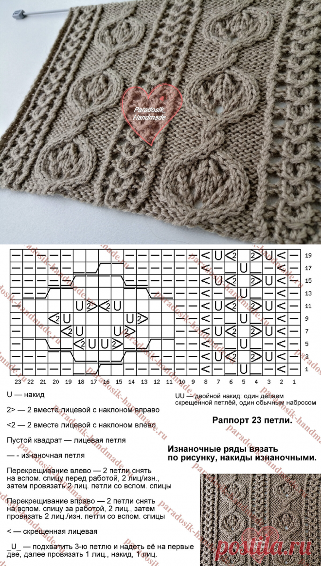 Ажурный квадрат недели: узор «Восточные мотивы» спицами — HandMade