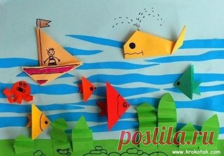 Оригами для малышей Морская тема - Поделки с детьми | Деткиподелки