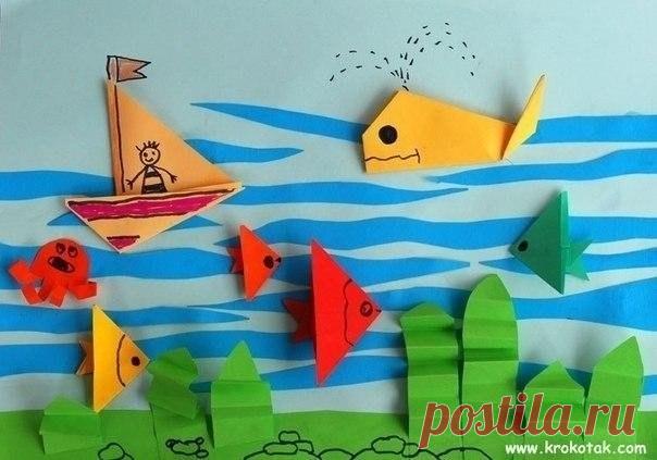 Оригами для малышей Морская тема - Поделки с детьми | Деткиподелки