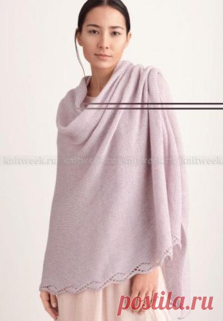 Простая стильная шаль-палантин "Экопуно". Спицами. / knitweek.ru