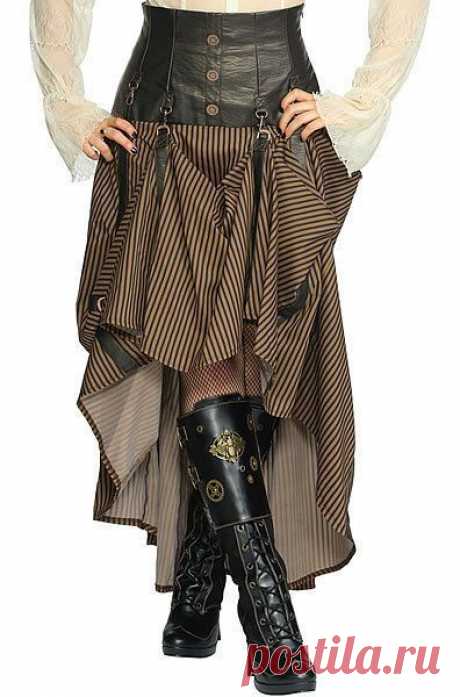 Living dead souls gothic steampunk punk vintage faux leather long skirt ska3049