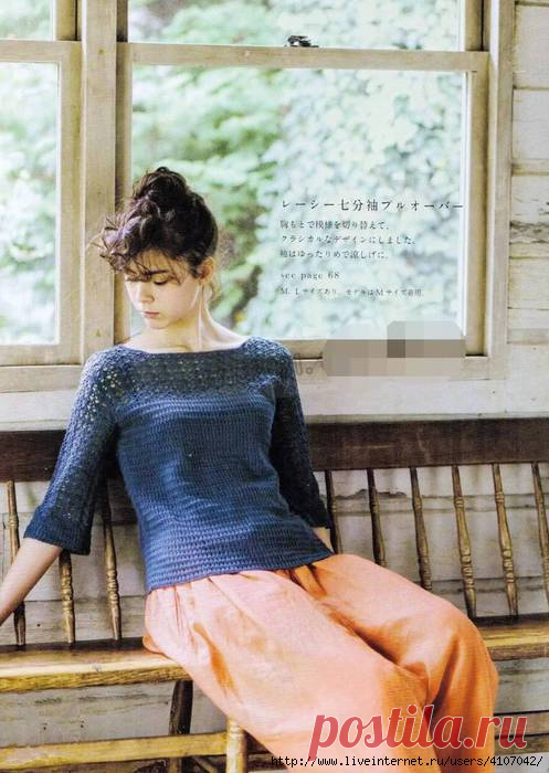 ДЖЕМПЕР И ТОП С АЖУРНОЙ КОКЕТКОЙ. КРЮЧОК