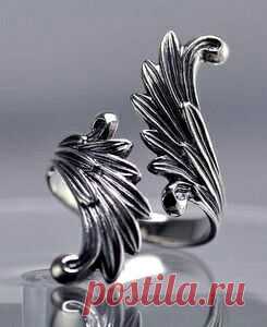 Кольцо. Серебро. Чернение. Крылья.