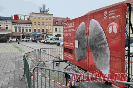 Вред от грязного воздуха показали наглядно. Польское экологическое объединение Polish Smog Alert решило наглядно показать вред от грязного воздуха. На главных улицах городов активисты установили интерактивные скульптуры в виде легких человека, которые демонстрируют качество местного воздуха и воздействие выбросов на организм.