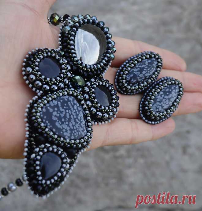 комплект "Серый кардинал" | biser.info - всё о бисере и бисерном творчестве