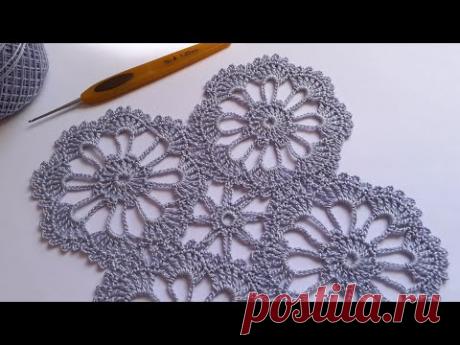 Ажурный мотив крючком . Соединение. Easy crochet motif patterns