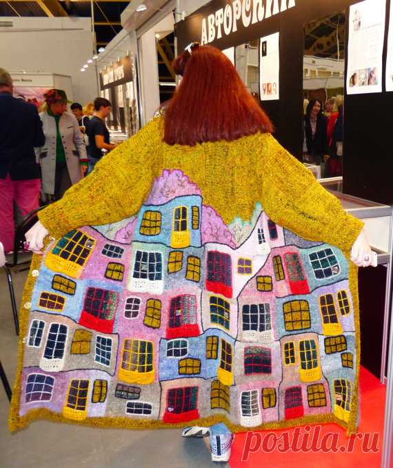 knitted coat handmade YELLOW HUNDERTWASSER for от annalesnikova