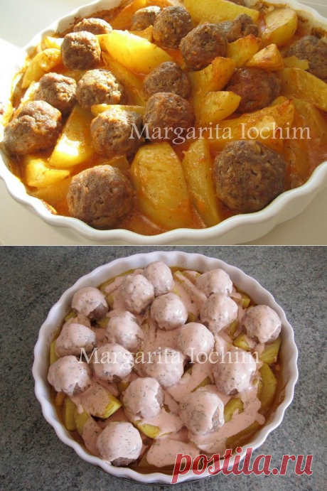 Котлеты с картошкой из духовки под соусом