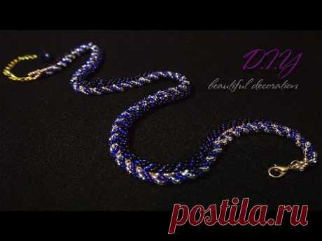 TUTORIAL. Beadcrochet bracelet/ МАСТЕР - КЛАСС.Красивый жгут! из бисера