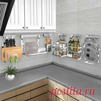 DIY Кухня стойки Нержавеющая сталь Кухня полка блюдо стойки Пан крышка хранения Кухня Организатор инструменты купить на AliExpress