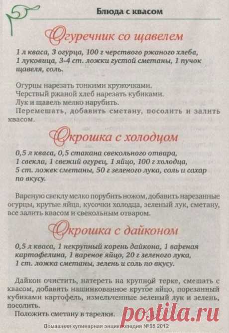 Огуречник со щавелем. Окрошка с холодцом. Окрошка с дайконом