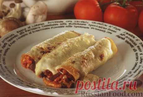 Рецепт: Каннелони с курятиной и грибами на RussianFood.com