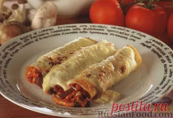 Рецепт: Каннелони с курятиной и грибами на RussianFood.com