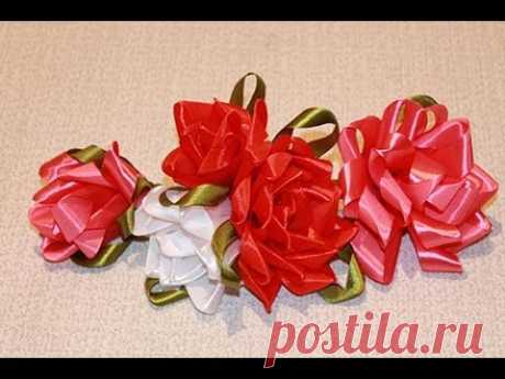 РОЗЫ из атласных лент своими руками /Ribbon ROSE