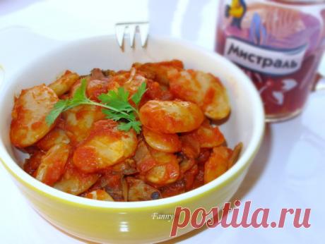 Фасоль в томатном соусе с белыми грибами | Кошкин дом