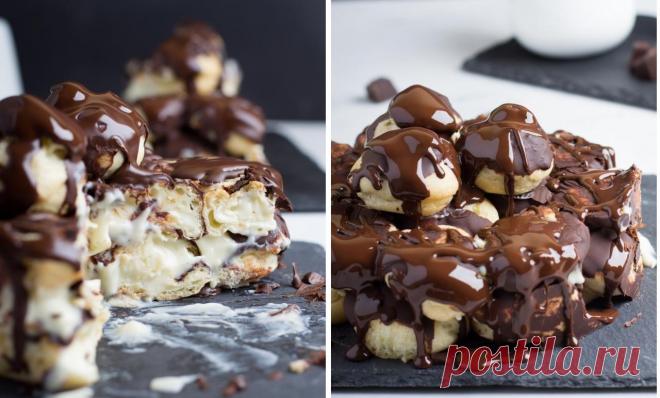 Шикарный торт из профитролей с заварным кремом и шоколадом